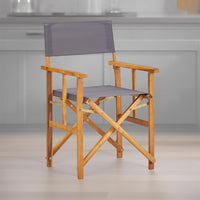 Outdoor Foldable Accent Chair, Dark Gray Fabric, Solid Acacia Frame -BM326242