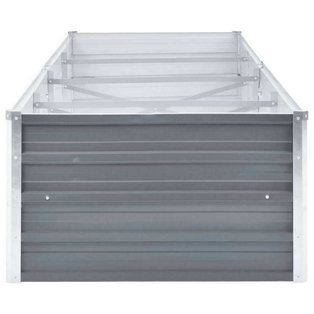 Raised Garden Flower Bed, 32 x 126 Galvanized Steel Gray, Rectangular -BM326246