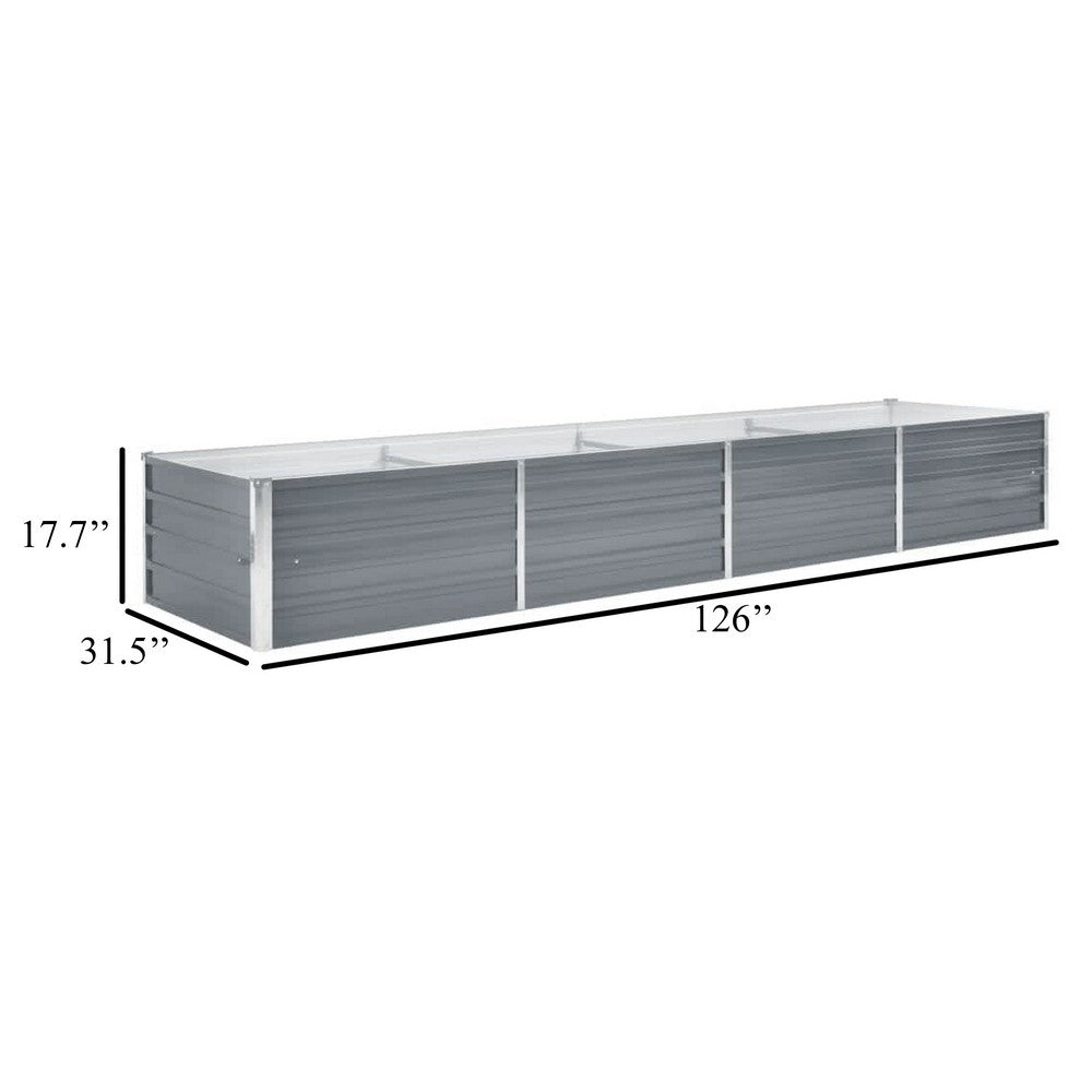 Raised Garden Flower Bed, 32 x 126 Galvanized Steel Gray, Rectangular -BM326246
