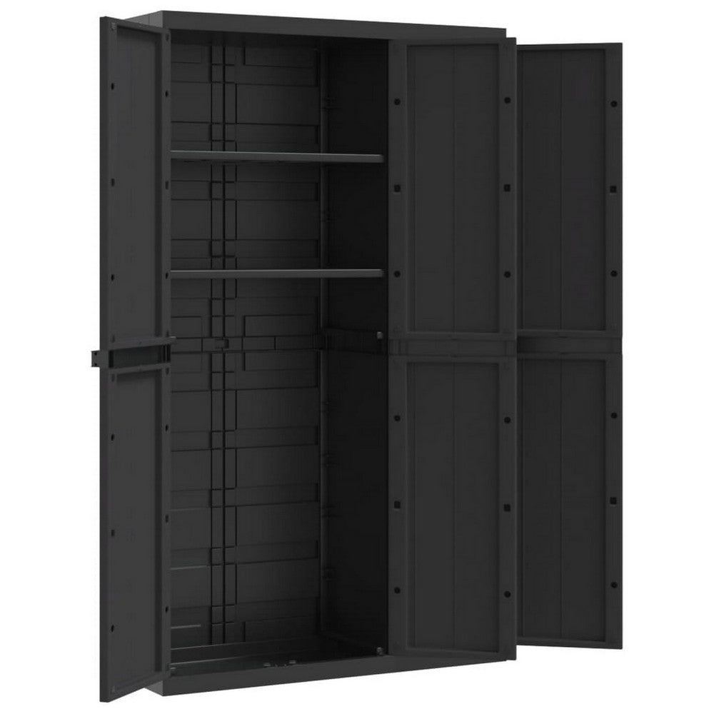 Kion Outdoor Storage Cabinet w 2 Doors, Shelves, 38 Inch Classic Black -BM326249