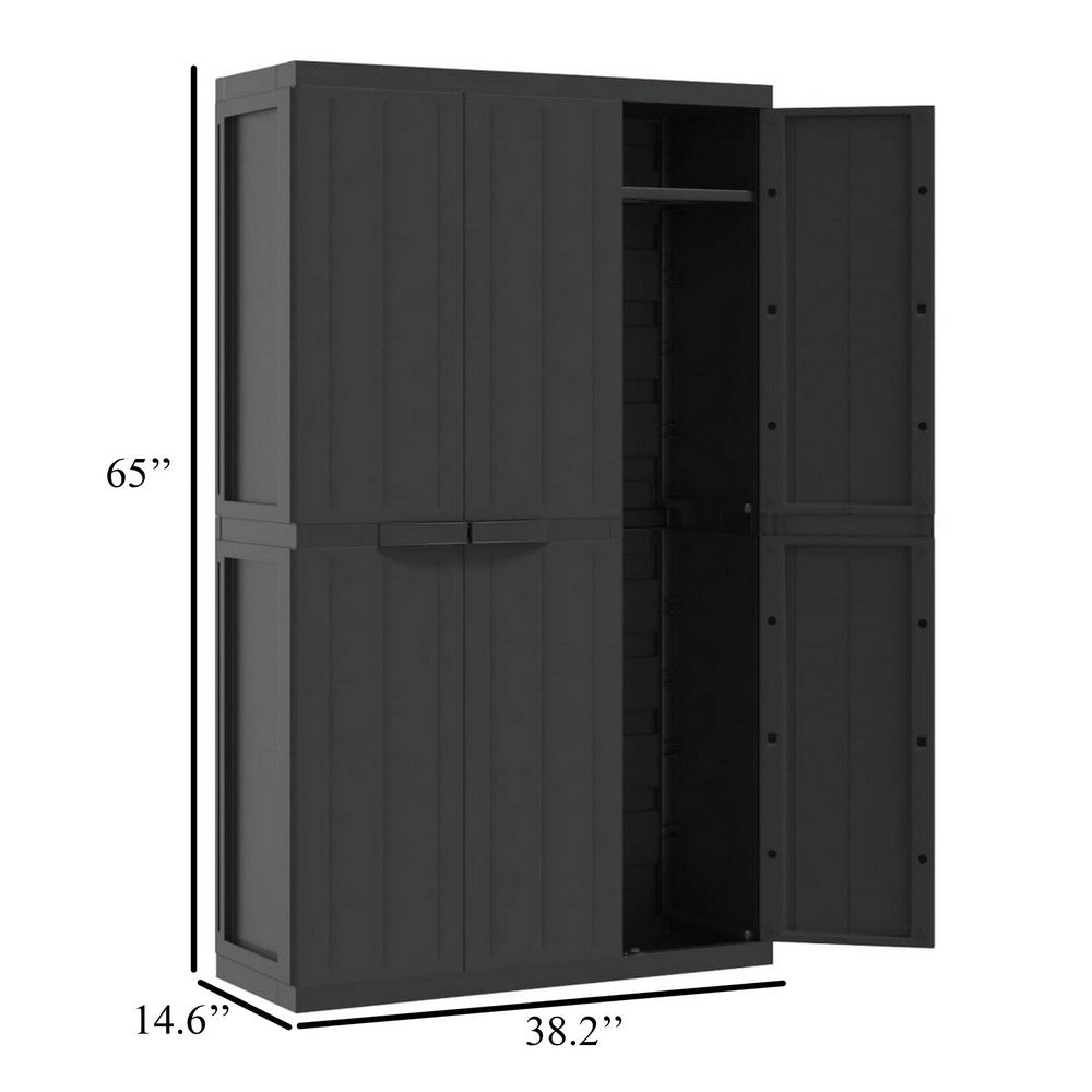 Kion Outdoor Storage Cabinet w 2 Doors, Shelves, 38 Inch Classic Black -BM326249