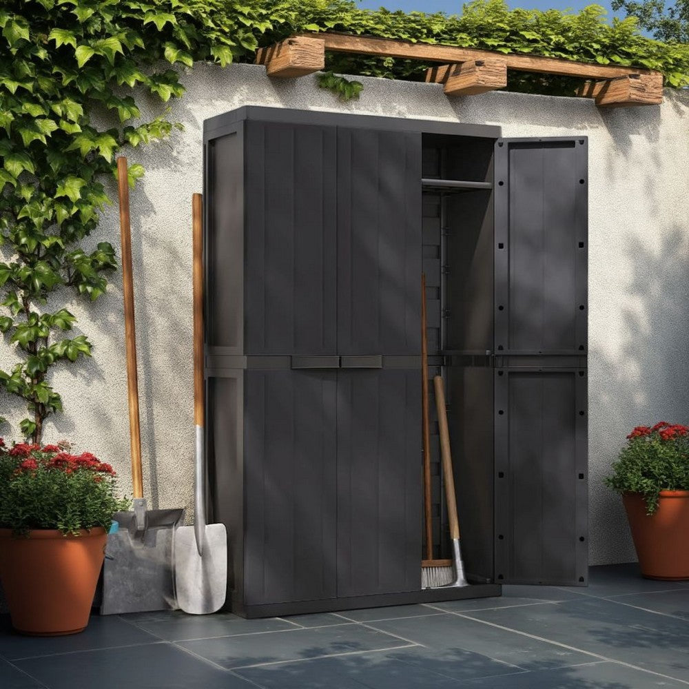 Kion Outdoor Storage Cabinet w 2 Doors, Shelves, 38 Inch Classic Black -BM326249