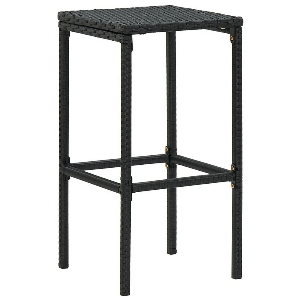 Outdoor Barstool Set of 4, Cream White Cushion, Black Poly Rattan -BM326253