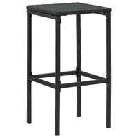 Outdoor Barstool Set of 4, Cream White Cushion, Black Poly Rattan -BM326253