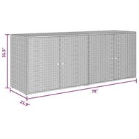 Outdoor Storage Cabinet, 78 Inch Gray Poly Rattan and Brown Solid Wood -BM326255