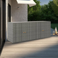 Outdoor Storage Cabinet, 78 Inch Gray Poly Rattan and Brown Solid Wood -BM326255