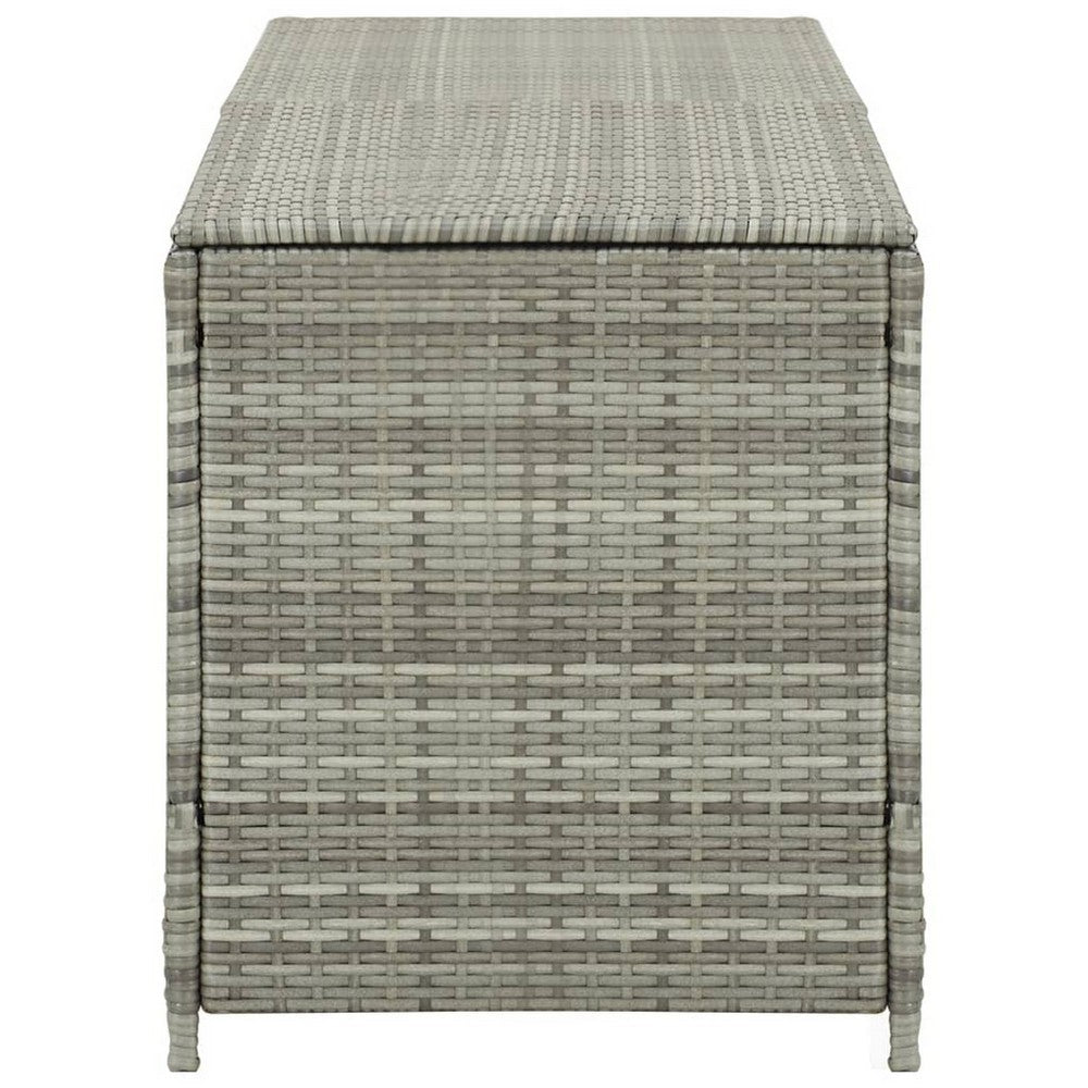 Outdoor Storage Cabinet, 79 Inch Light Gray Poly Rattan and Metal -BM326256