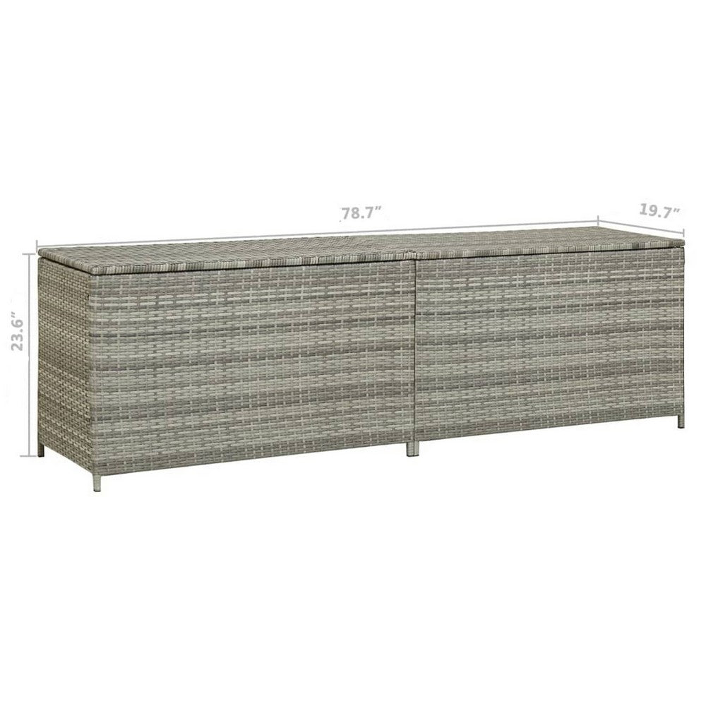 Outdoor Storage Cabinet, 79 Inch Light Gray Poly Rattan and Metal -BM326256