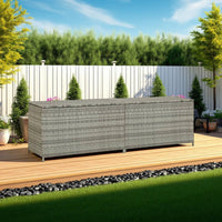 Outdoor Storage Cabinet, 79 Inch Light Gray Poly Rattan and Metal -BM326256