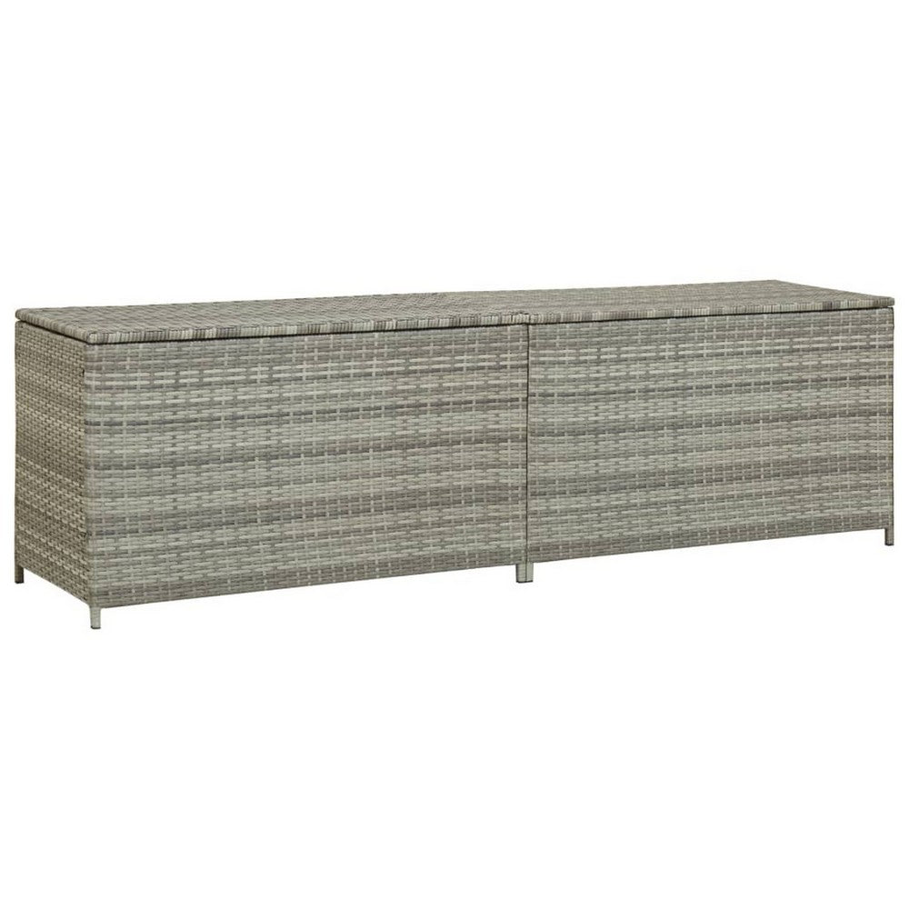 Outdoor Storage Cabinet, 79 Inch Light Gray Poly Rattan and Metal