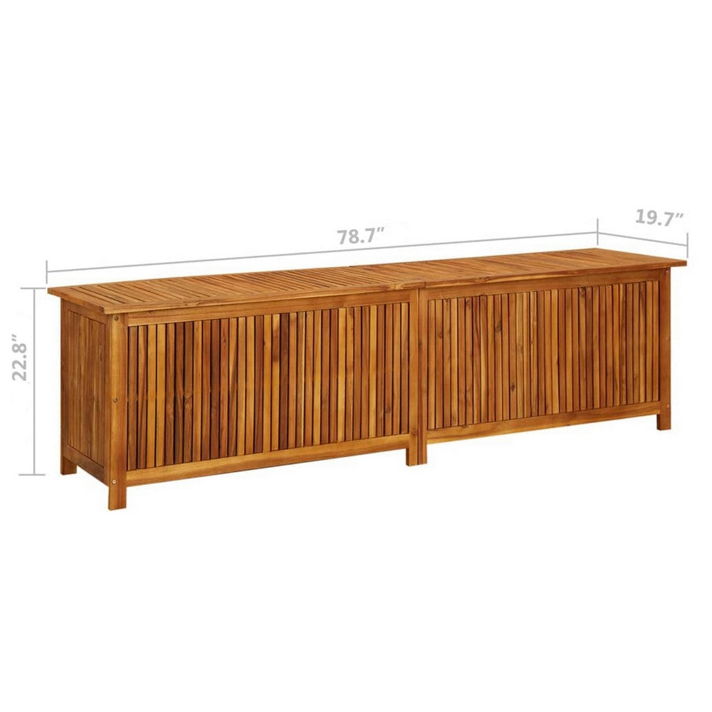 Misty Outdoor Storage Box, 79 Inch Natural Brown Solid Acacia Wood -BM326284