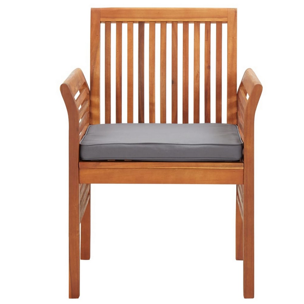 Kim Outdoor Set of 2, Geay Seat Armchair, Brown Acacia Wood -BM326285
