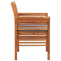 Kim Outdoor Set of 2, Geay Seat Armchair, Brown Acacia Wood -BM326285