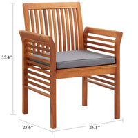 Kim Outdoor Set of 2, Geay Seat Armchair, Brown Acacia Wood -BM326285