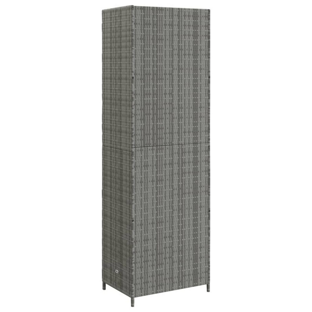 Outdoor Garden 71 Inch Tall Storage Cabinet, 2 Doors, Gray Rattan -BM326298