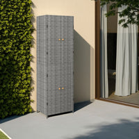 Outdoor Garden 71 Inch Tall Storage Cabinet, 2 Doors, Gray Rattan -BM326298