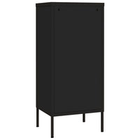 Tall Storage Cabinet, 1 Door, 2 Shelves, Modern Matte Black Steel -BM326316