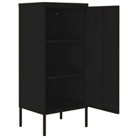 Tall Storage Cabinet, 1 Door, 2 Shelves, Modern Matte Black Steel -BM326316