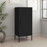 Tall Storage Cabinet, 1 Door, 2 Shelves, Modern Matte Black Steel -BM326316