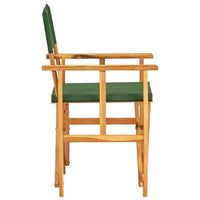Outdoor Foldable Directors Chair, Brown Acacia Wood, Green Fabric -BM326321