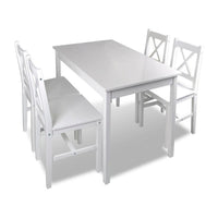 5pc Dining Table and Chairs Set, 43 Inch Top Farmhouse White Pine Wood -BM326323