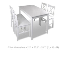 5pc Dining Table and Chairs Set, 43 Inch Top Farmhouse White Pine Wood -BM326323