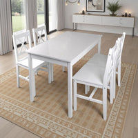 5pc Dining Table and Chairs Set, 43 Inch Top Farmhouse White Pine Wood -BM326323