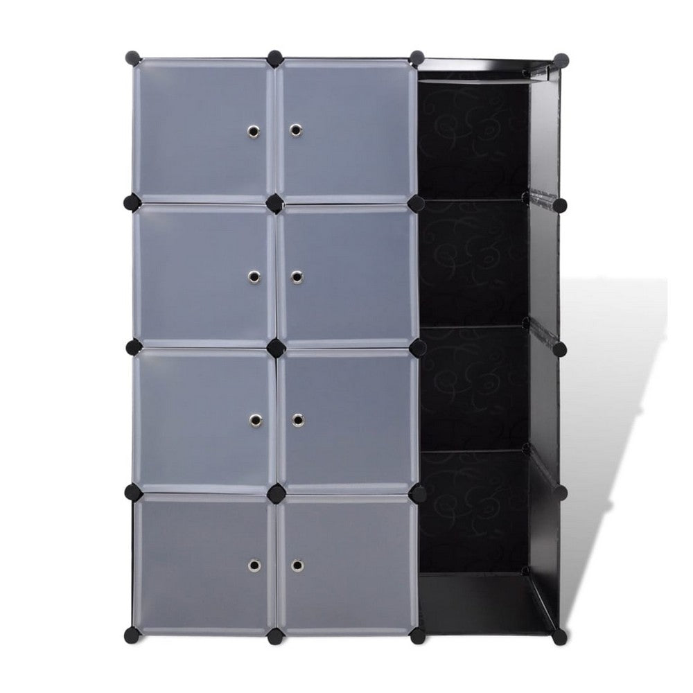 Modular Cabinet, 8 Storage n Hanging Compartments, Black White 59 Inch -BM326330