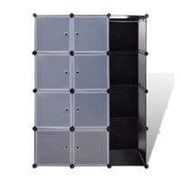 Modular Cabinet, 8 Storage n Hanging Compartments, Black White 59 Inch -BM326330