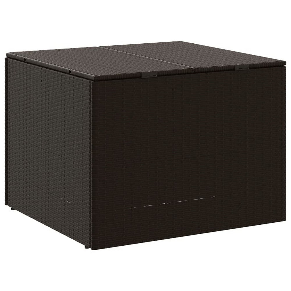 Outdoor Garden Storage Box, Removable Bag, Brown Poly Rattan Woven -BM326340