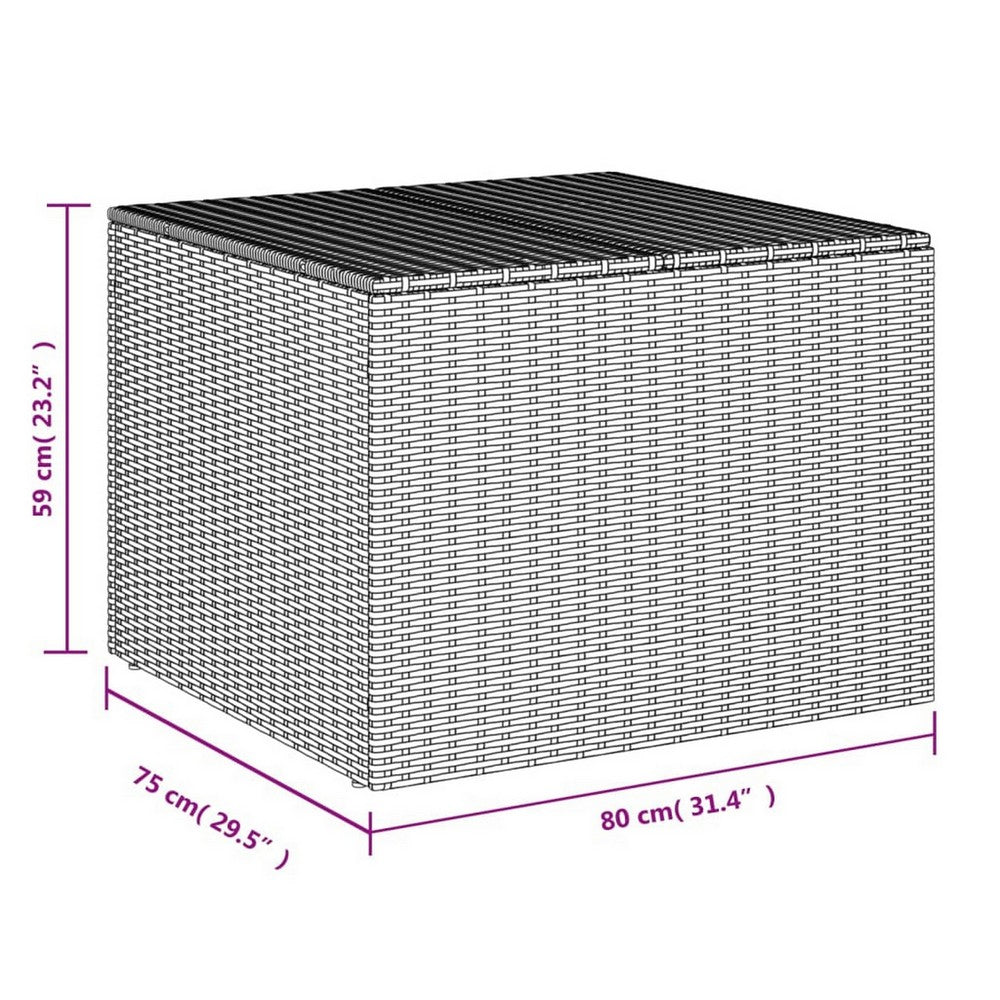Outdoor Garden Storage Box, Removable Bag, Brown Poly Rattan Woven -BM326340
