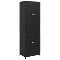 Elix Outdoor Storage Cabinet with 4 Compartment, 71 Inch Black Rattan