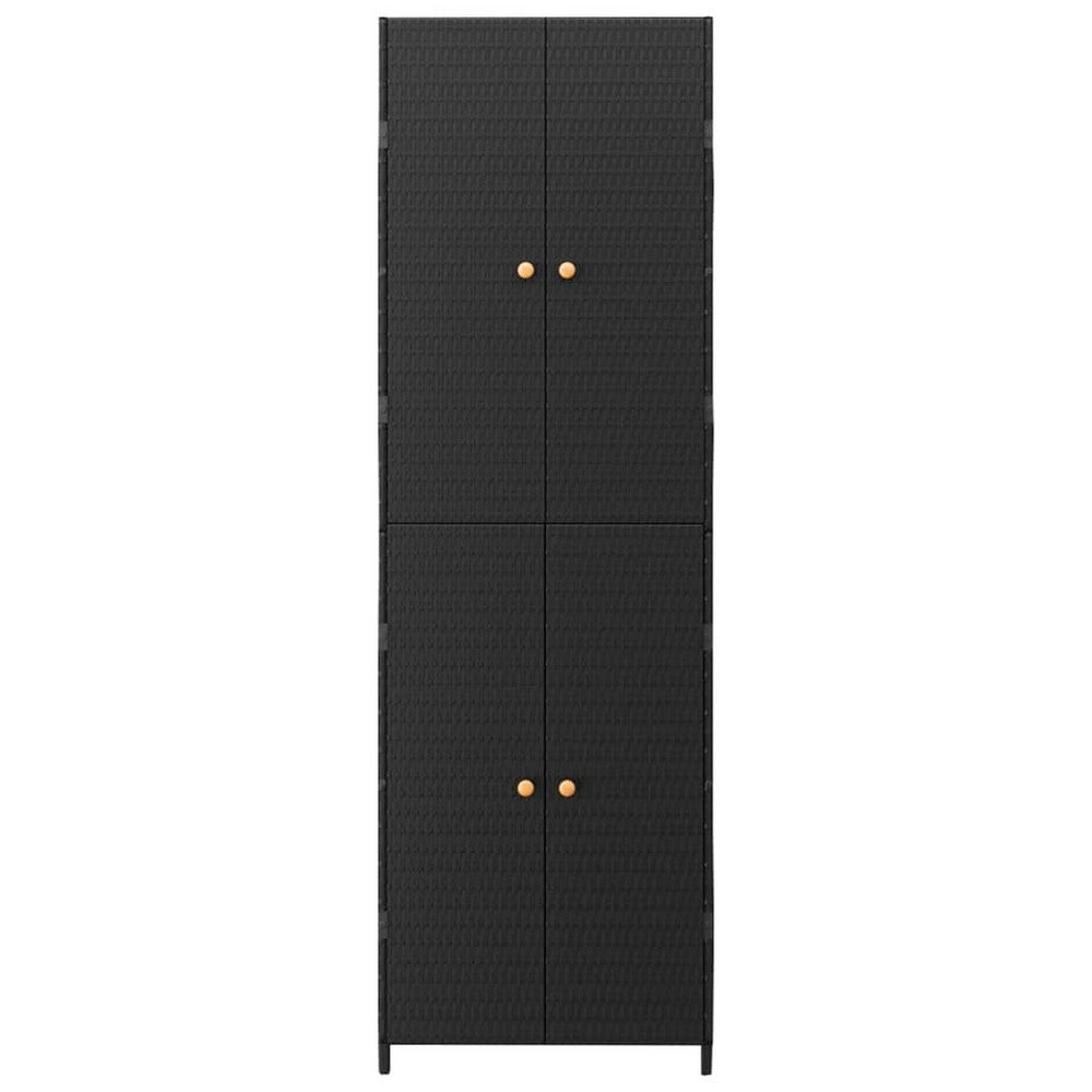 Elix Outdoor Storage Cabinet with 4 Compartment, 71 Inch Black Rattan -BM326362