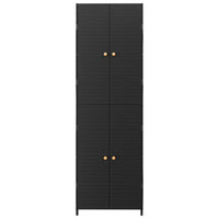 Elix Outdoor Storage Cabinet with 4 Compartment, 71 Inch Black Rattan -BM326362