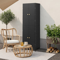 Elix Outdoor Storage Cabinet with 4 Compartment, 71 Inch Black Rattan -BM326362