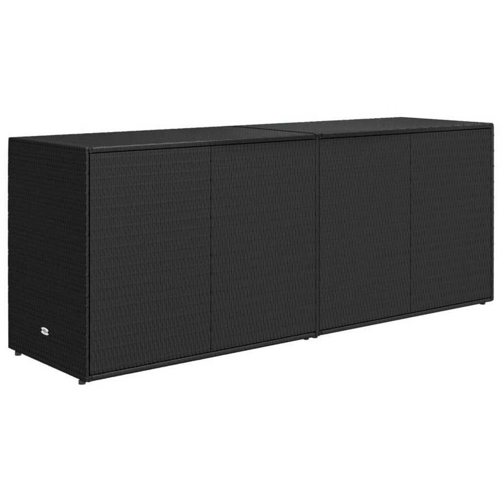 Elix Outdoor Storage Cabinet Chest, 78 Inch Wide Black Rattan, Brown -BM326363