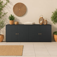 Elix Outdoor Storage Cabinet Chest, 78 Inch Wide Black Rattan, Brown -BM326363