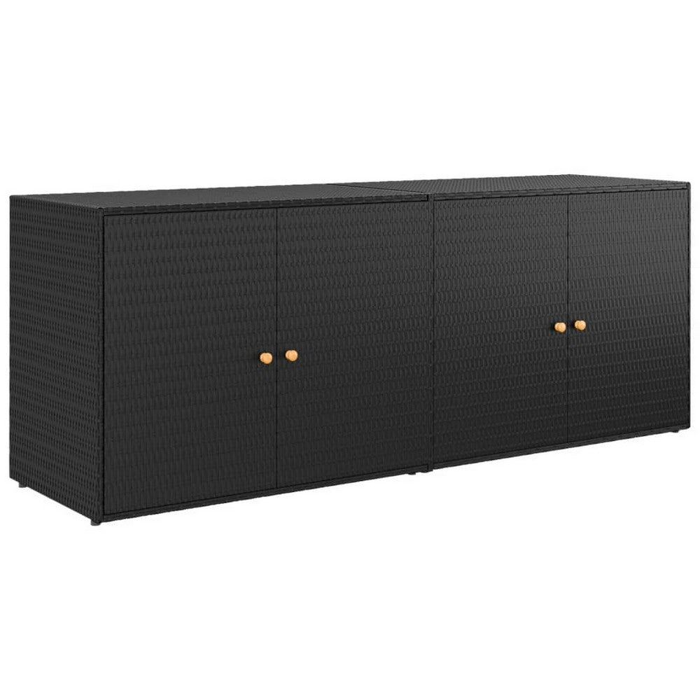 Elix Outdoor Storage Cabinet Chest, 78 Inch Wide Black Rattan, Brown
