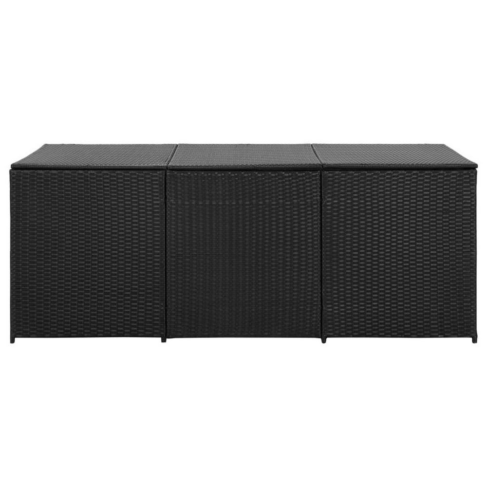 Outdoor Storage Box with Gas Lift, 71 Inch Rectangular, Black Rattan -BM326371