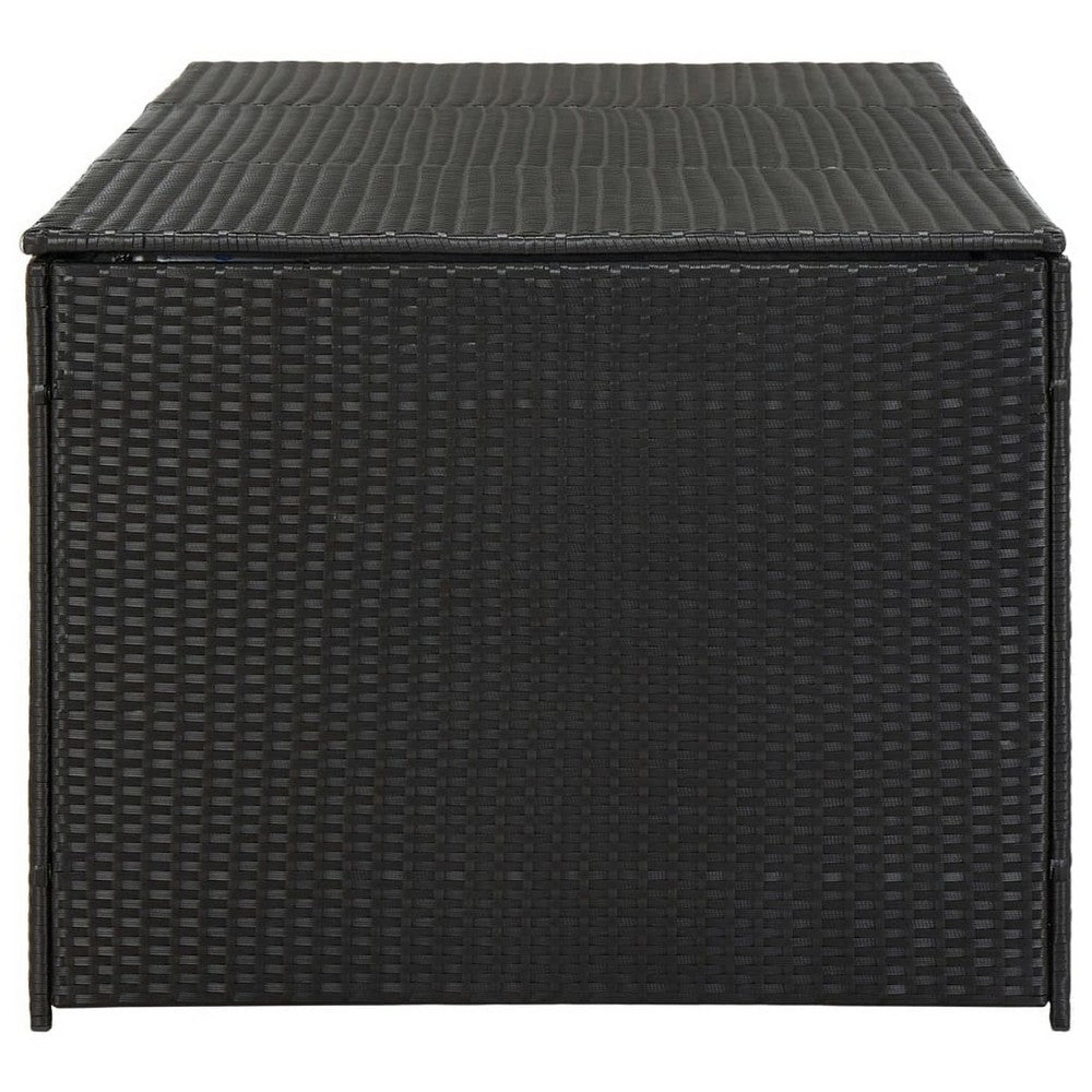 Outdoor Storage Box with Gas Lift, 71 Inch Rectangular, Black Rattan -BM326371