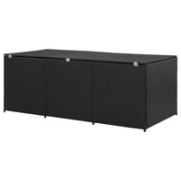 Outdoor Storage Box with Gas Lift, 71 Inch Rectangular, Black Rattan -BM326371