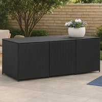 Outdoor Storage Box with Gas Lift, 71 Inch Rectangular, Black Rattan -BM326371