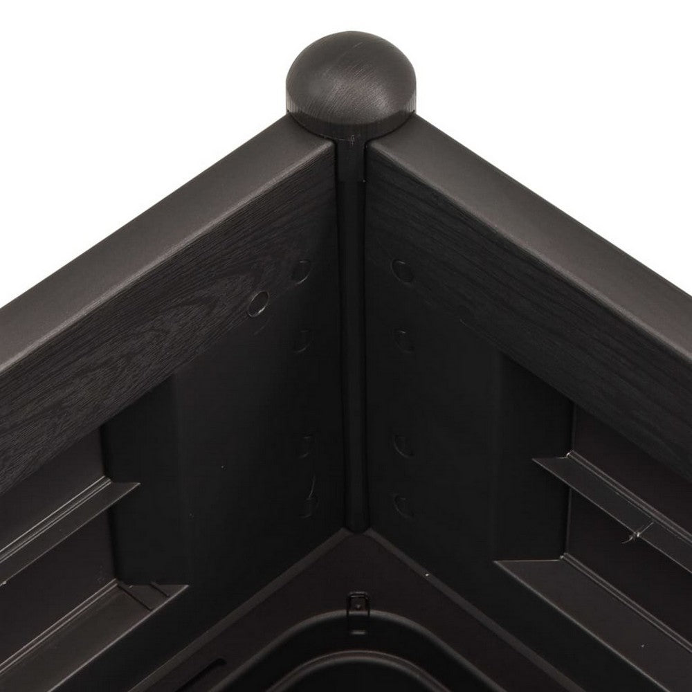 Outdoor Raised Flower Bed with Drainage, 39 Inch Gray Polypropylene -BM326372