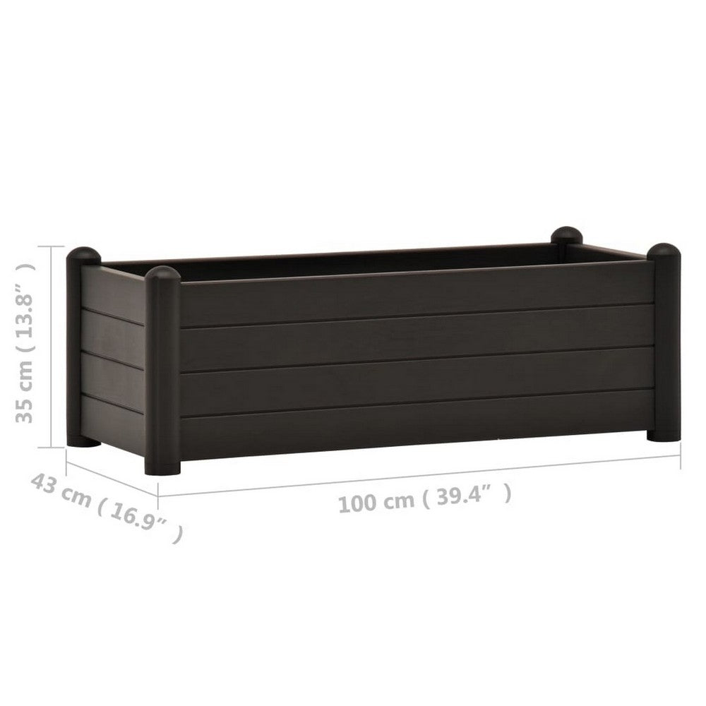 Outdoor Raised Flower Bed with Drainage, 39 Inch Gray Polypropylene -BM326372