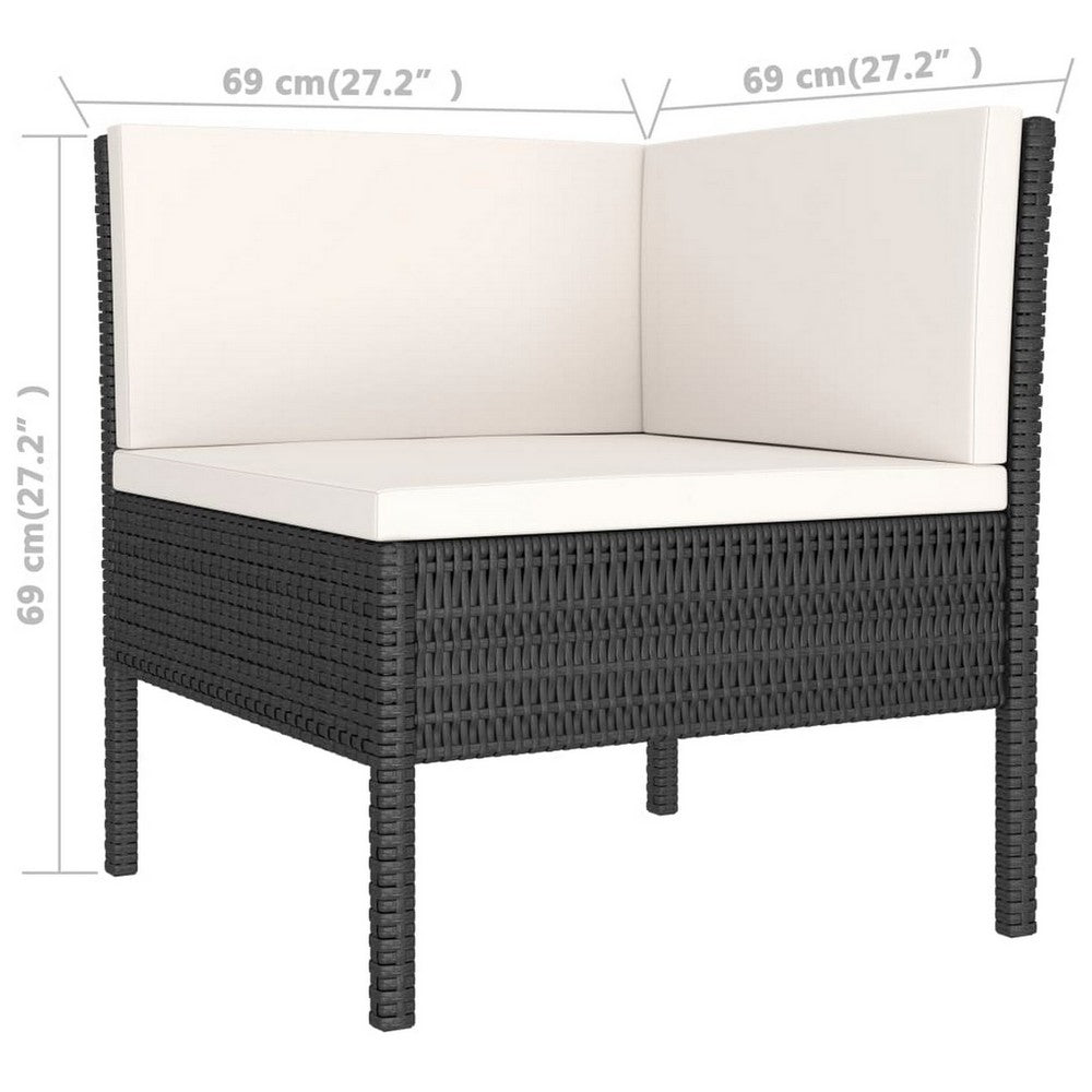 Doja 3pc Outdoor Loveseat and Coffee Table Set, Black Rattan, White -BM326404