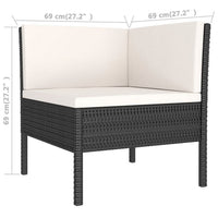 Doja 3pc Outdoor Loveseat and Coffee Table Set, Black Rattan, White -BM326404