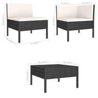Doja 3pc Outdoor Loveseat and Coffee Table Set, Black Rattan, White -BM326404