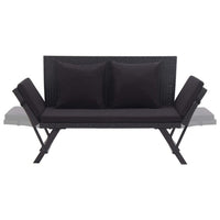 Outdoor Loveseat Bench, Black Fabric Cushions, Rattan, Steel, 51 Inch -BM326417