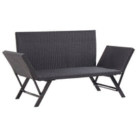 Outdoor Loveseat Bench, Black Fabric Cushions, Rattan, Steel, 51 Inch -BM326417