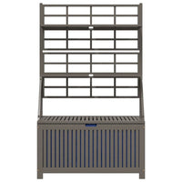 Garden Storage Box with Trellis, Shelves, Gray Acacia Wood, 63 Inch -BM326435